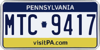 PA license plate MTC9417