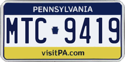 PA license plate MTC9419