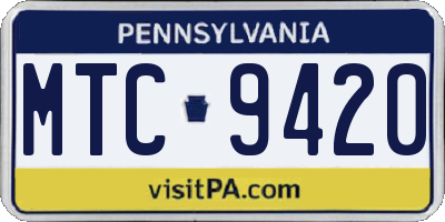 PA license plate MTC9420