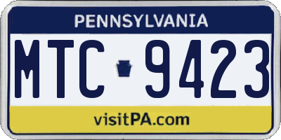 PA license plate MTC9423