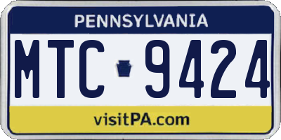 PA license plate MTC9424
