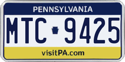 PA license plate MTC9425