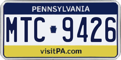PA license plate MTC9426