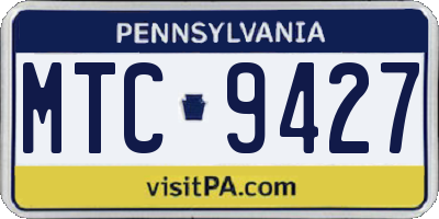 PA license plate MTC9427