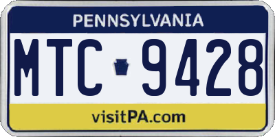 PA license plate MTC9428