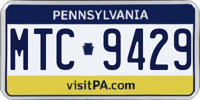 PA license plate MTC9429