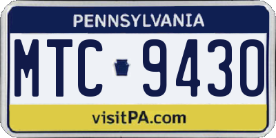 PA license plate MTC9430