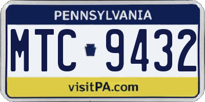 PA license plate MTC9432