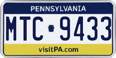 PA license plate MTC9433
