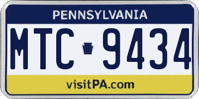 PA license plate MTC9434