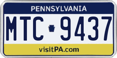 PA license plate MTC9437