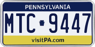 PA license plate MTC9447