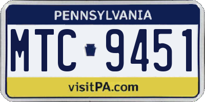 PA license plate MTC9451