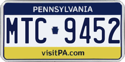 PA license plate MTC9452
