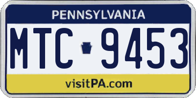 PA license plate MTC9453