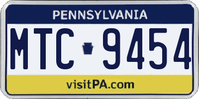 PA license plate MTC9454