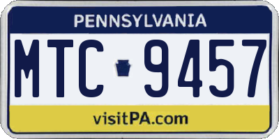 PA license plate MTC9457