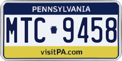 PA license plate MTC9458