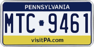 PA license plate MTC9461