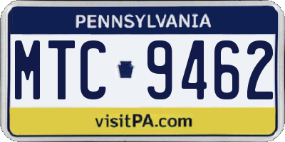 PA license plate MTC9462