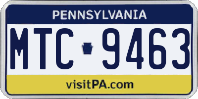 PA license plate MTC9463