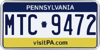 PA license plate MTC9472