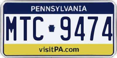 PA license plate MTC9474