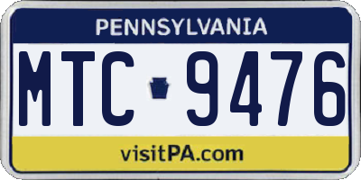 PA license plate MTC9476