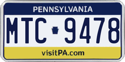 PA license plate MTC9478