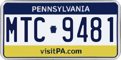 PA license plate MTC9481