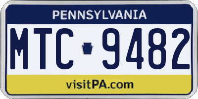 PA license plate MTC9482