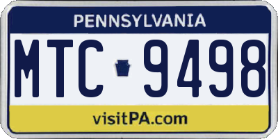 PA license plate MTC9498