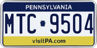 PA license plate MTC9504