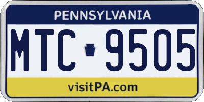PA license plate MTC9505