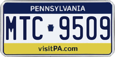 PA license plate MTC9509
