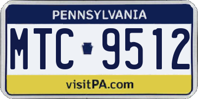 PA license plate MTC9512