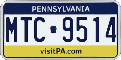 PA license plate MTC9514