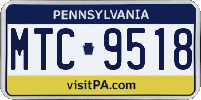 PA license plate MTC9518