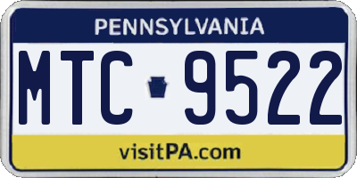 PA license plate MTC9522