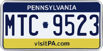PA license plate MTC9523
