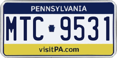 PA license plate MTC9531