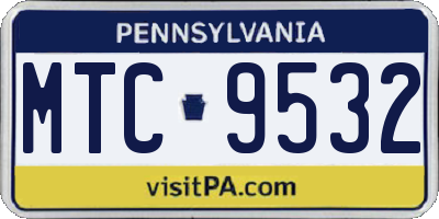 PA license plate MTC9532