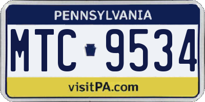 PA license plate MTC9534