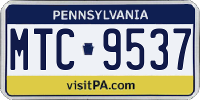 PA license plate MTC9537