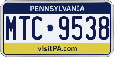 PA license plate MTC9538