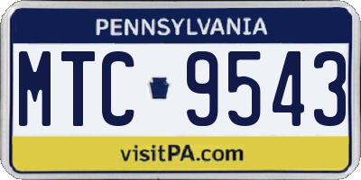 PA license plate MTC9543