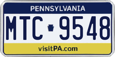 PA license plate MTC9548