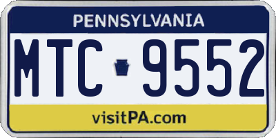 PA license plate MTC9552