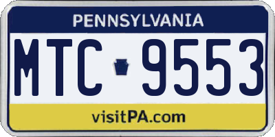 PA license plate MTC9553