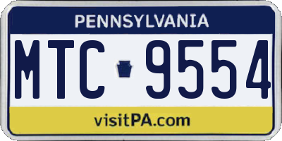 PA license plate MTC9554